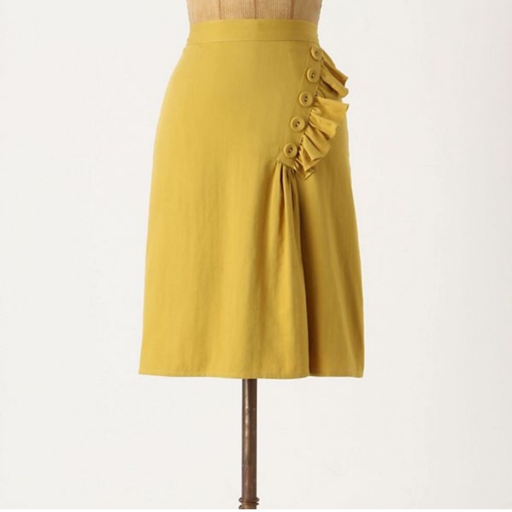 NWT Anthropologie Golden Rays Burlapp ruffle skirt